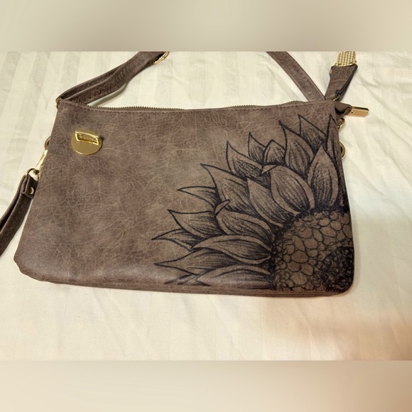 N’Gil Crossbody & Wristlet Brown Sunflower Handbag Spotless Tons of Storage - Picture 14 of 15